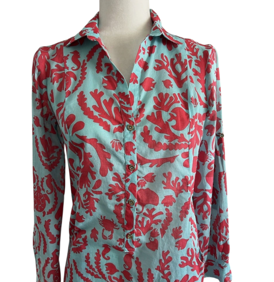 Lilly Pulitzer Shirt Dress Seahorse Coral (Small)