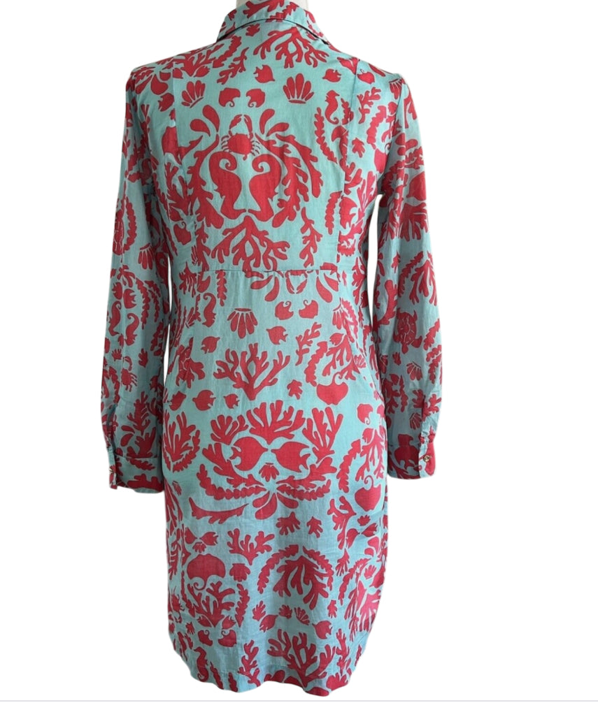 Lilly Pulitzer Shirt Dress Seahorse Coral (Small)