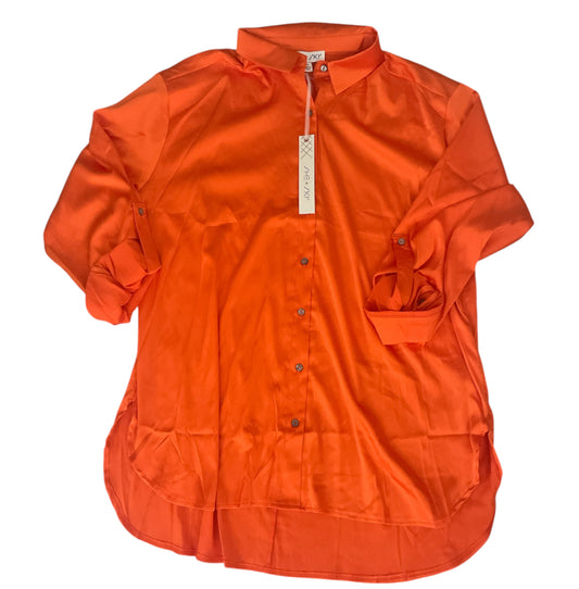 She + Sky Orange Button Down Blouse (X-Large)