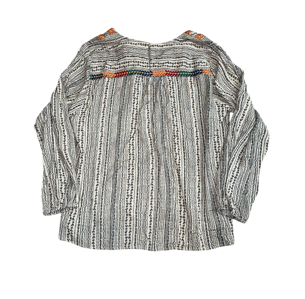 Savanna Jane Cream Tunic with Multicolor Embroidered V-Neck (2X)