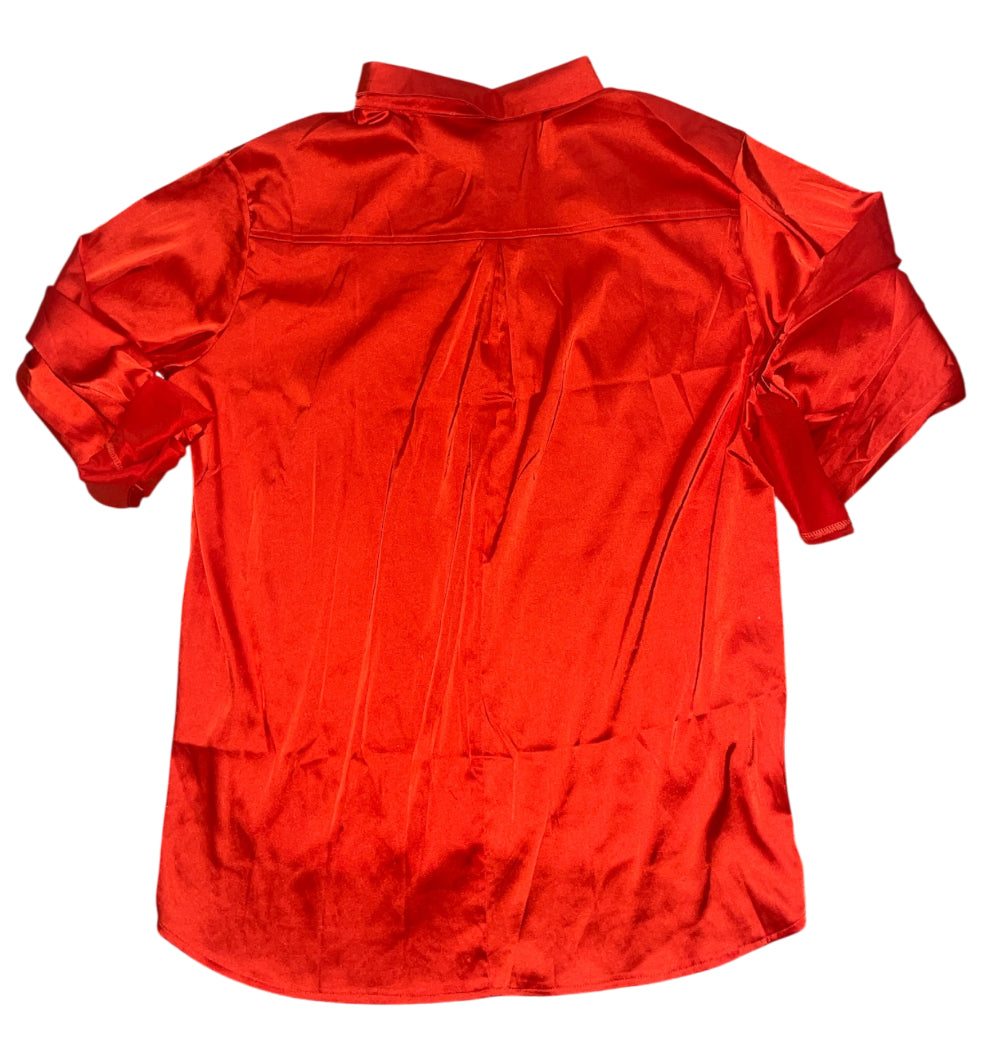 She + Sky Red Button Down Blouse (X-Large)