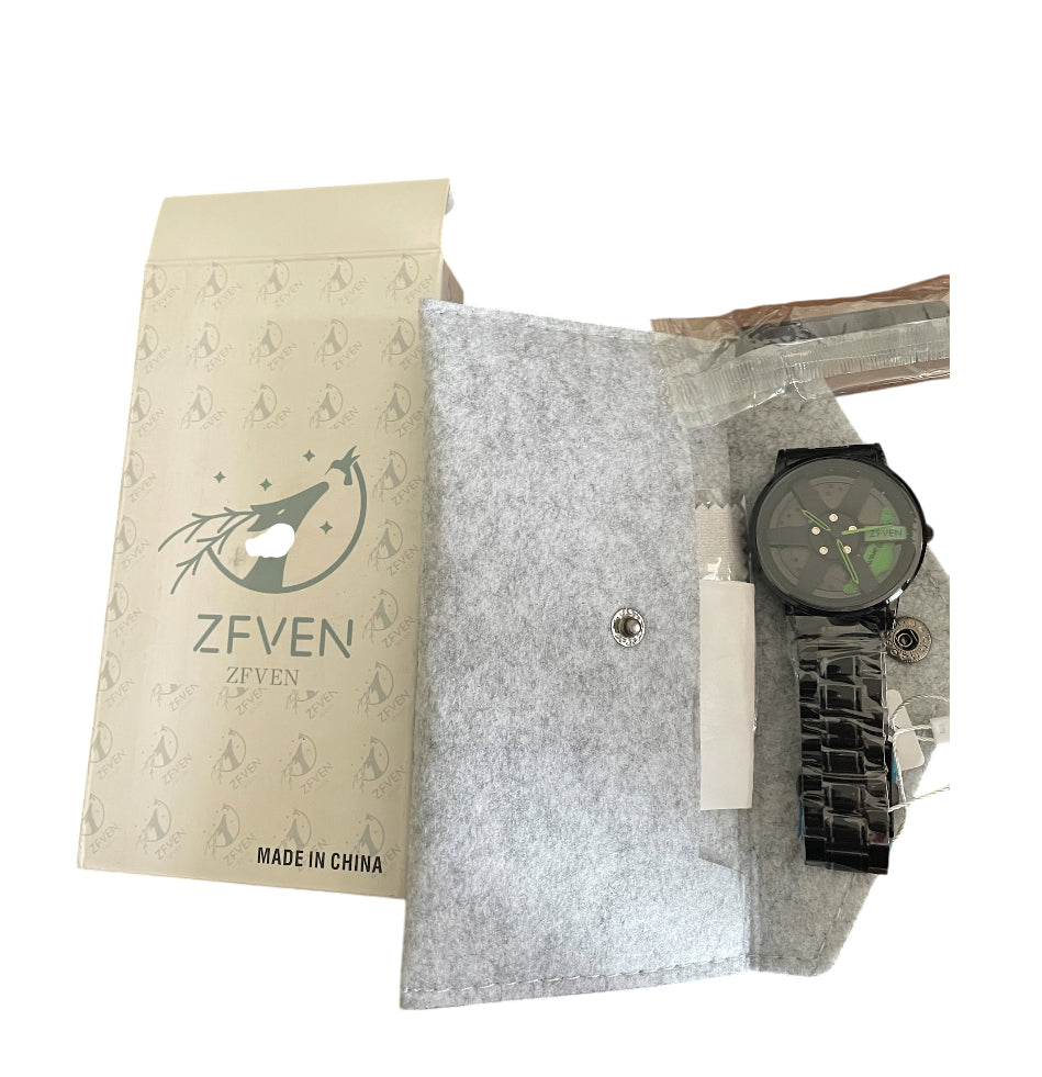 ZFVEN Men's Hollow Stereoscopic Car Wheel Watch