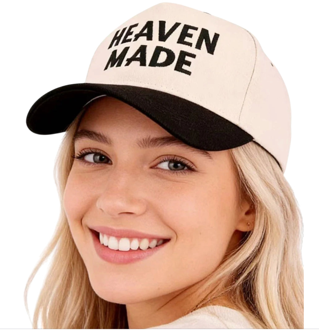 “Heaven Made" Two-Tone Trucker Hat with Embroidered Lettering