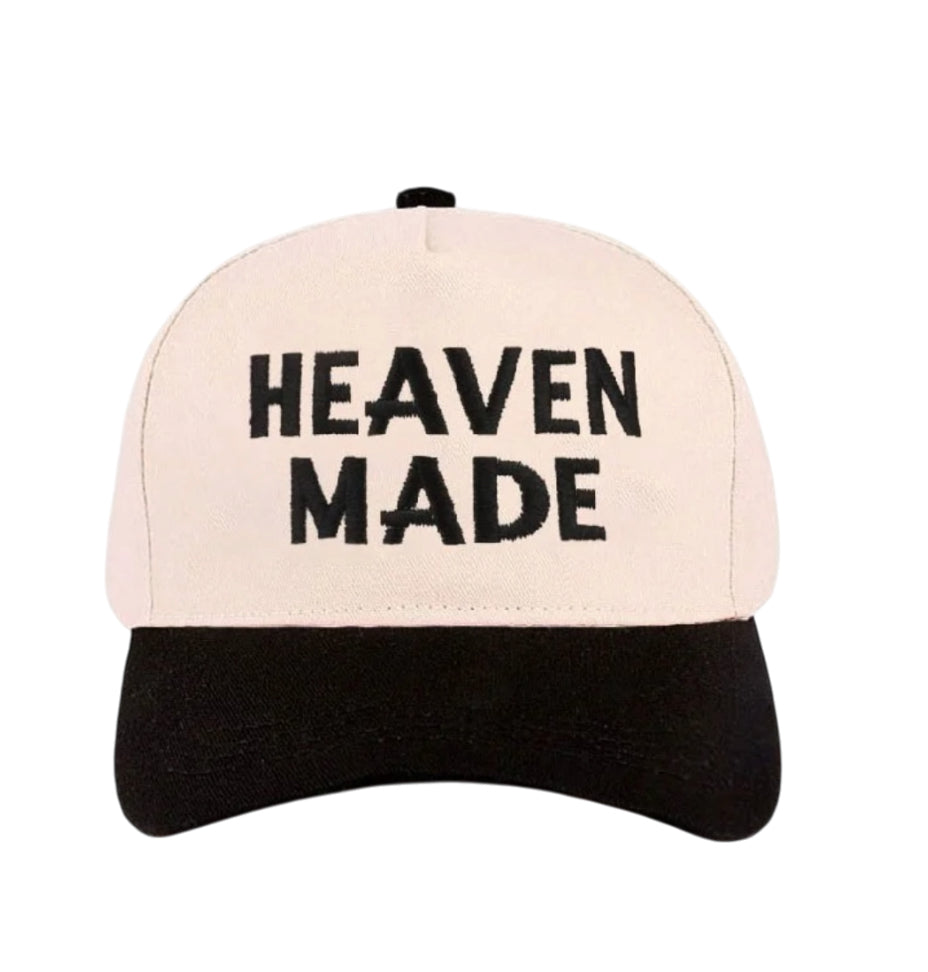 “Heaven Made" Two-Tone Trucker Hat with Embroidered Lettering