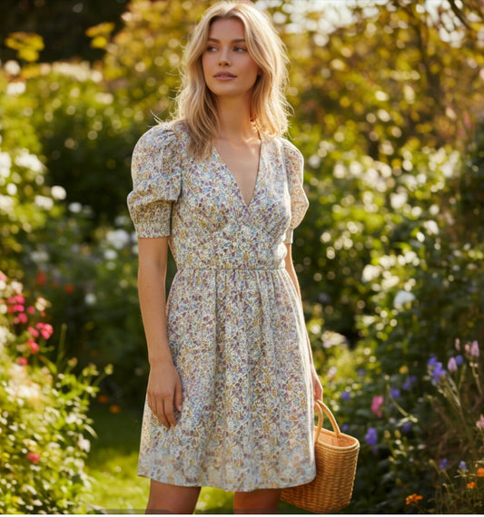 Lilou Floral Ditsy Print Dress (Small)