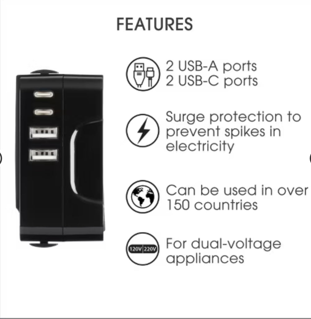 Travel Smart All-in-One Adapter with USB