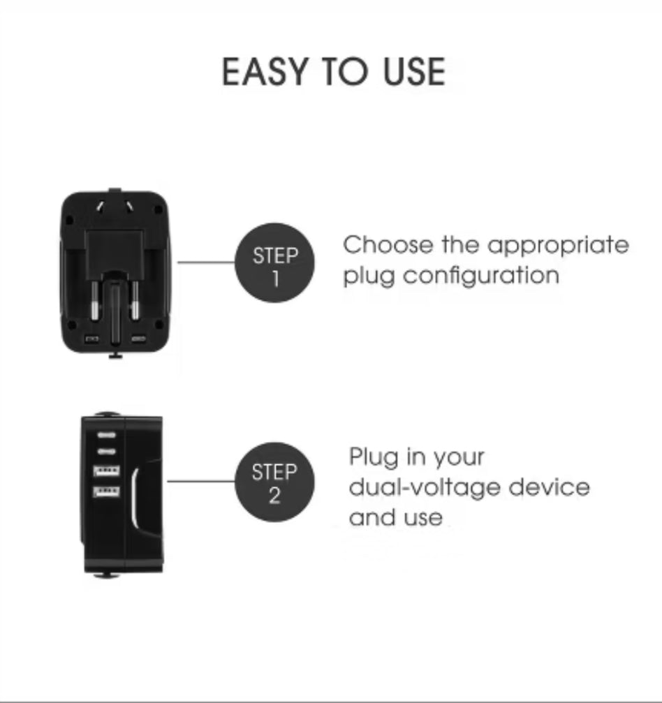 Travel Smart All-in-One Adapter with USB