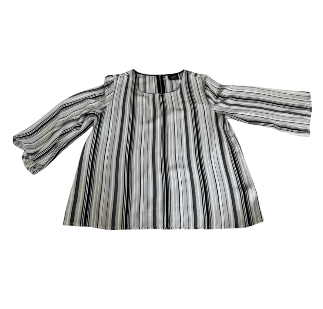 W5 Chiffon Striped Long Sleeve Lightweight Blouse (Large)