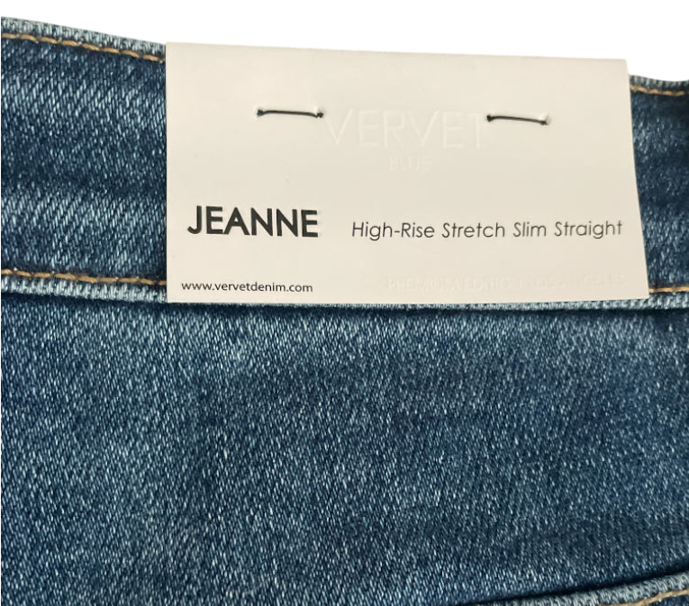 Vervet Jeanne Denim Blue High Rise Slim Straight Jeans (32)