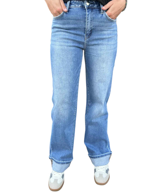 Flying Monkey Black Label High Rise Cuffed Straight Leg Jean (32)