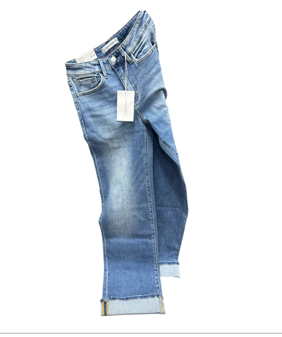 Flying Monkey Black Label High Rise Cuffed Straight Leg Jean (32)