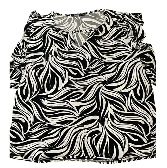 Cure Black & White Swirl Zebra Print Blouse (2XL)
