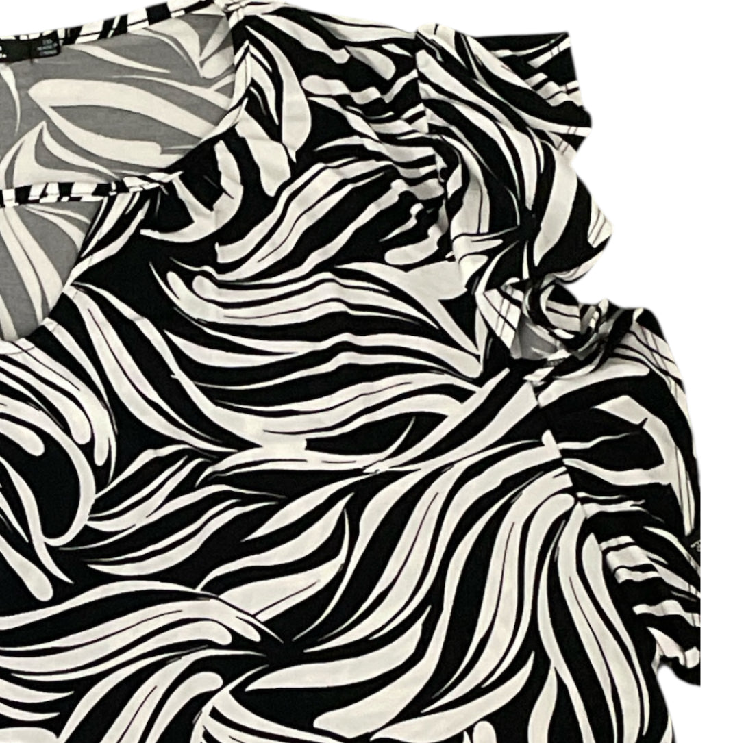Cure Black & White Swirl Zebra Print Blouse (2XL)