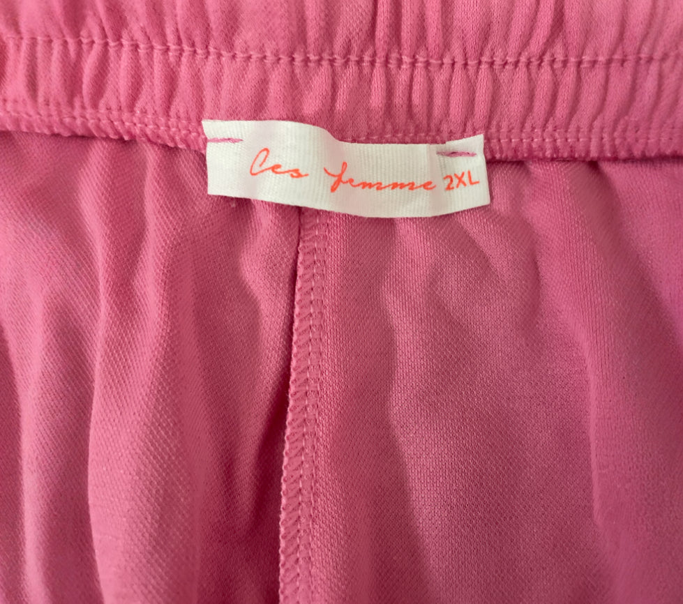 Ces Femme Solid Pink Drawstring Shorts (2x)
