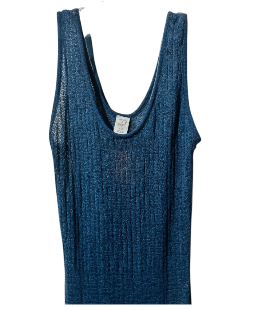 Shade &amp; Shore Crochet Maxi Cover Up Tank Dress Teal Blue (X-Large)