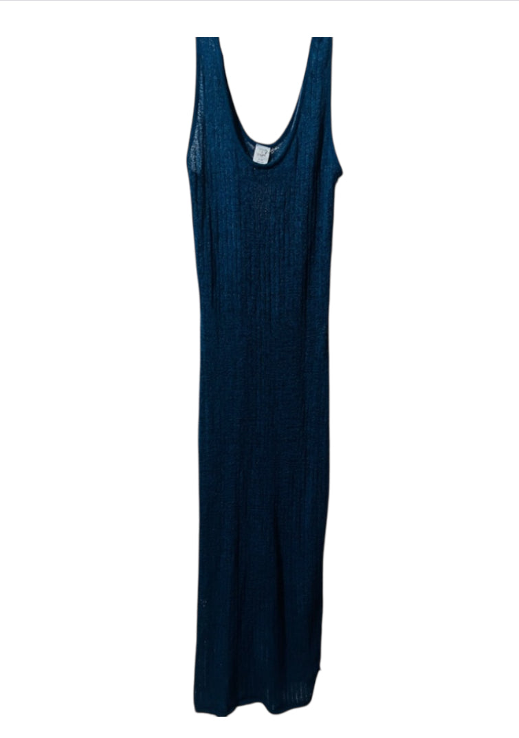 Shade &amp; Shore Crochet Maxi Cover Up Tank Dress Teal Blue (X-Large)