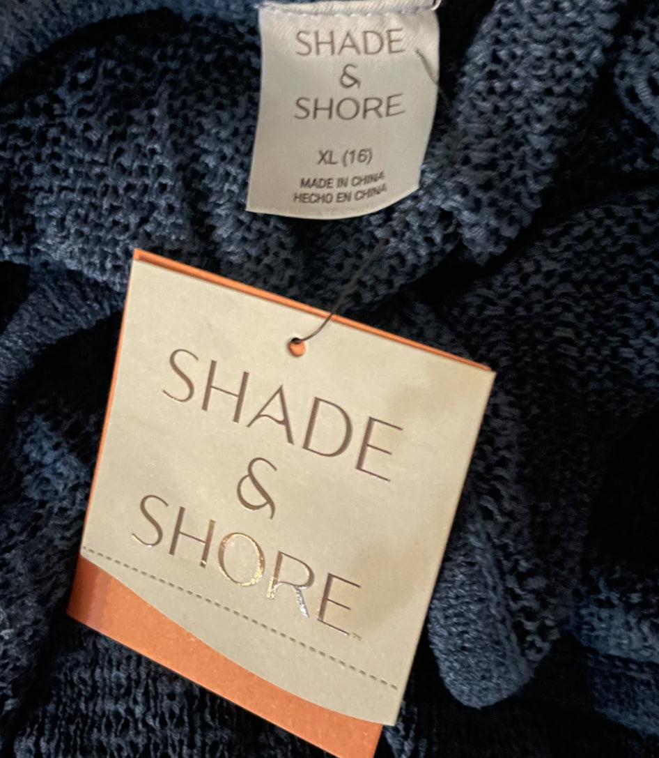 Shade &amp; Shore Crochet Maxi Cover Up Tank Dress Teal Blue (X-Large)