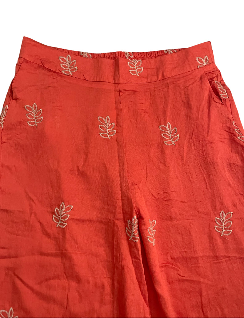 Fancy Fashion Ilara Floral Print Linen Blend Wide Leg Palazzo Pants (2XL)