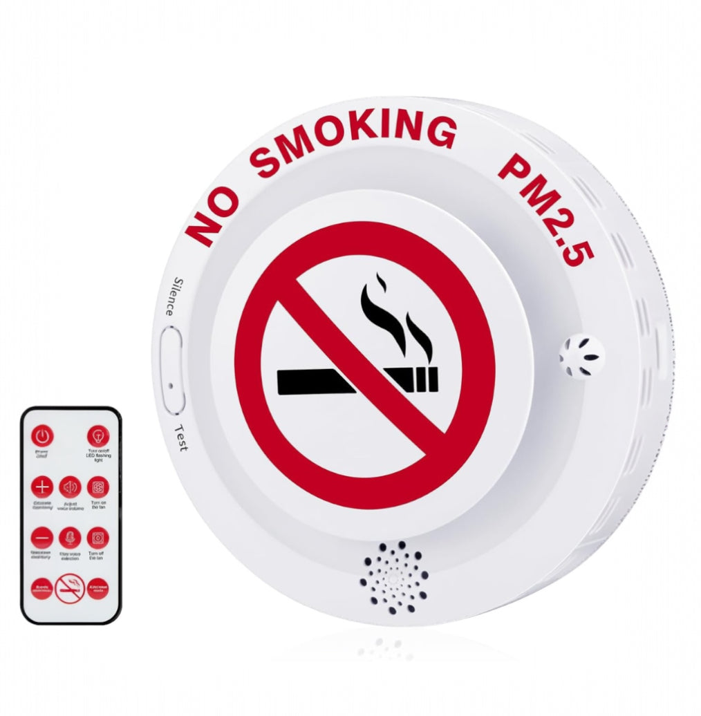 Smart 2in1 Air Quality Monitor & Cigarette Detector with Remote Control