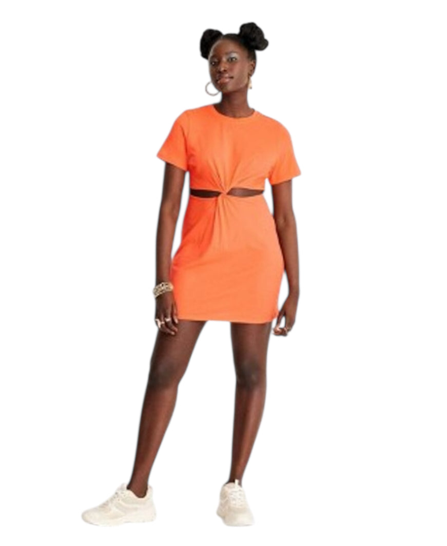 Future Collective Twisted Cut Out Mini T-Shirt Dress (1x)