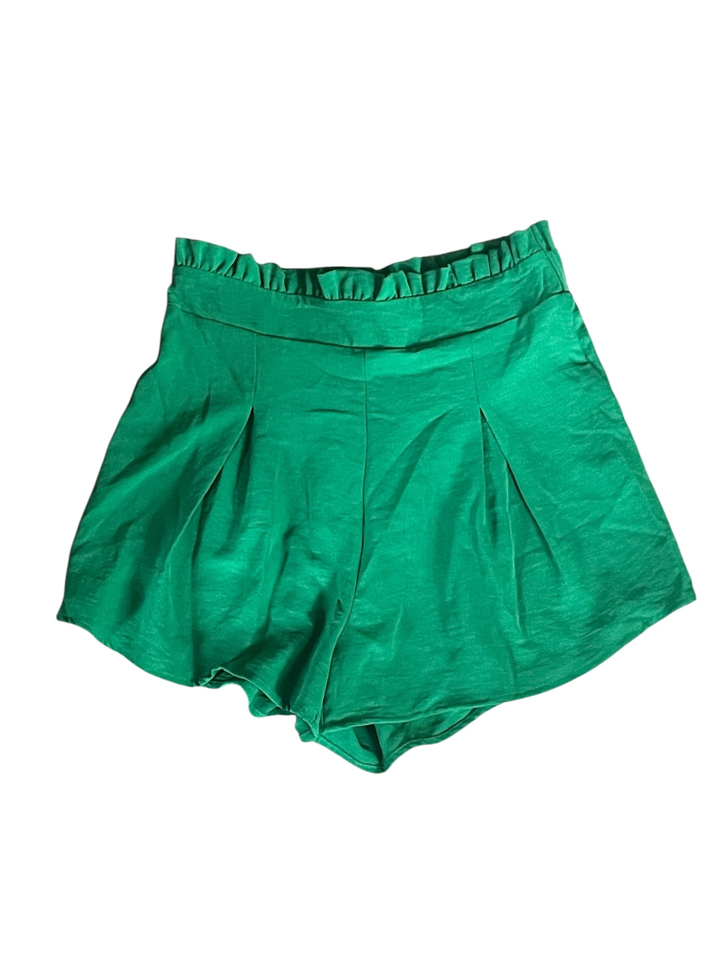 GeeGee green paperbag waist pleated shorts (Medium)