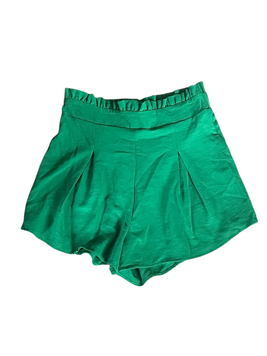 GeeGee green paperbag waist pleated shorts (Medium)