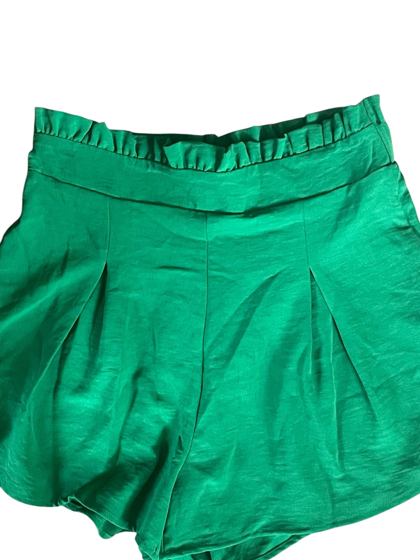 GeeGee green paperbag waist pleated shorts (Small)