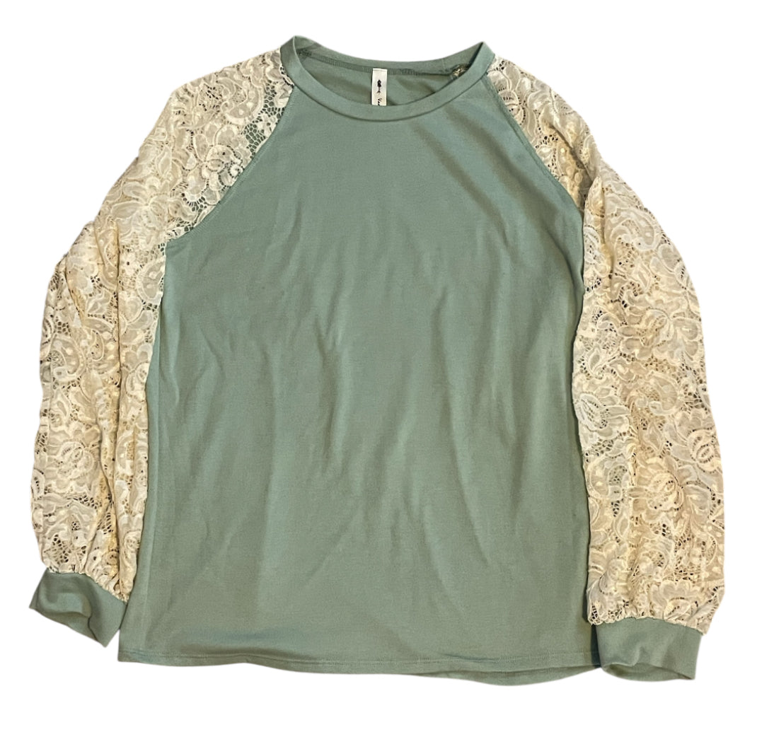 Vanilla Bay Crew Neck Lace Blouse (Large)