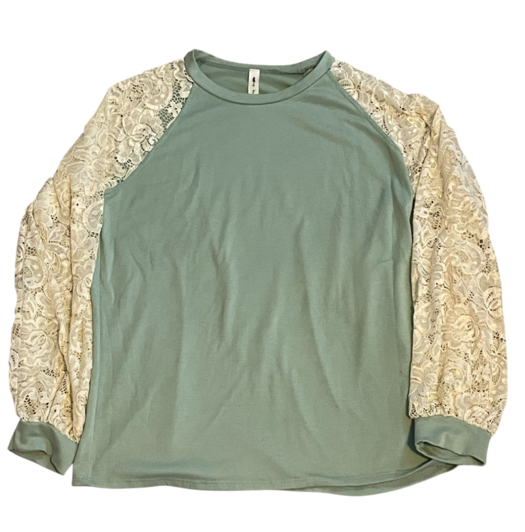 Vanilla Bay Crew Neck Lace Blouse (Large)