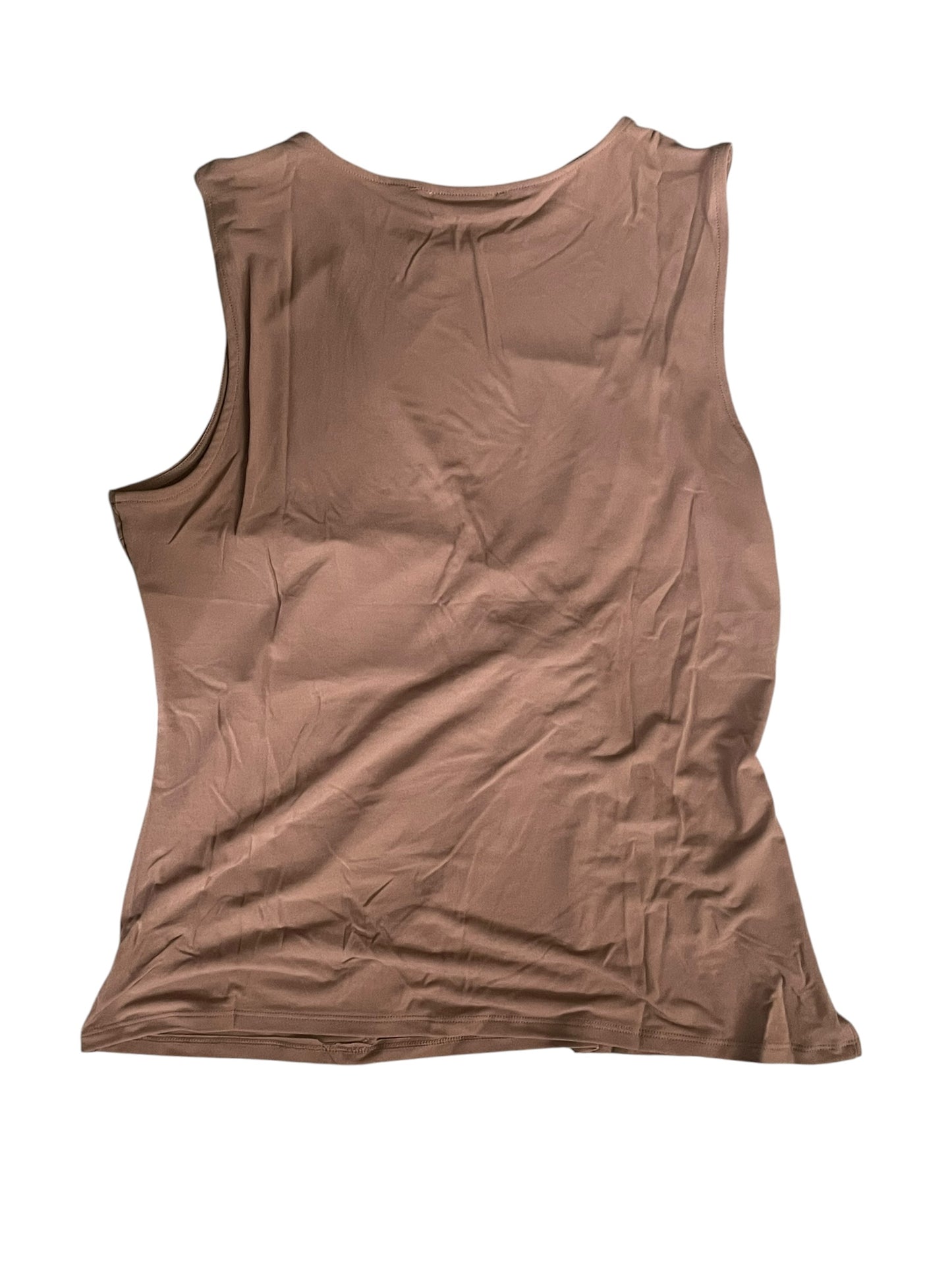 Zenana Front Twist Sleeveless Tank Top in a Deep Camel (X-Large)
