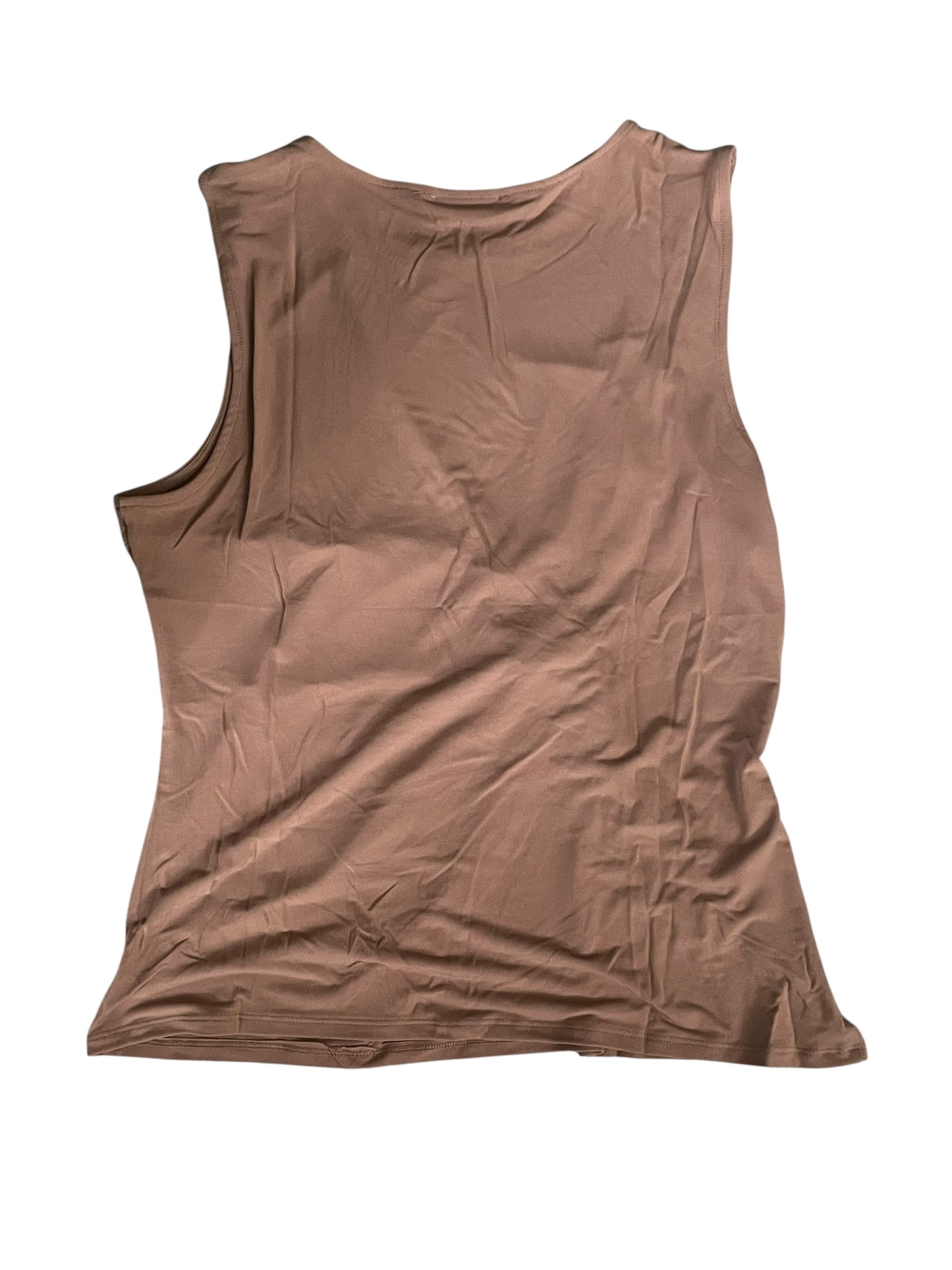 Zenana Front Twist Sleeveless Tank Top in a Deep Camel (Small)
