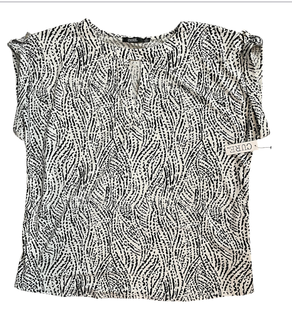 Cure Monochrome Black & White Patterned Blouse (1xl)
