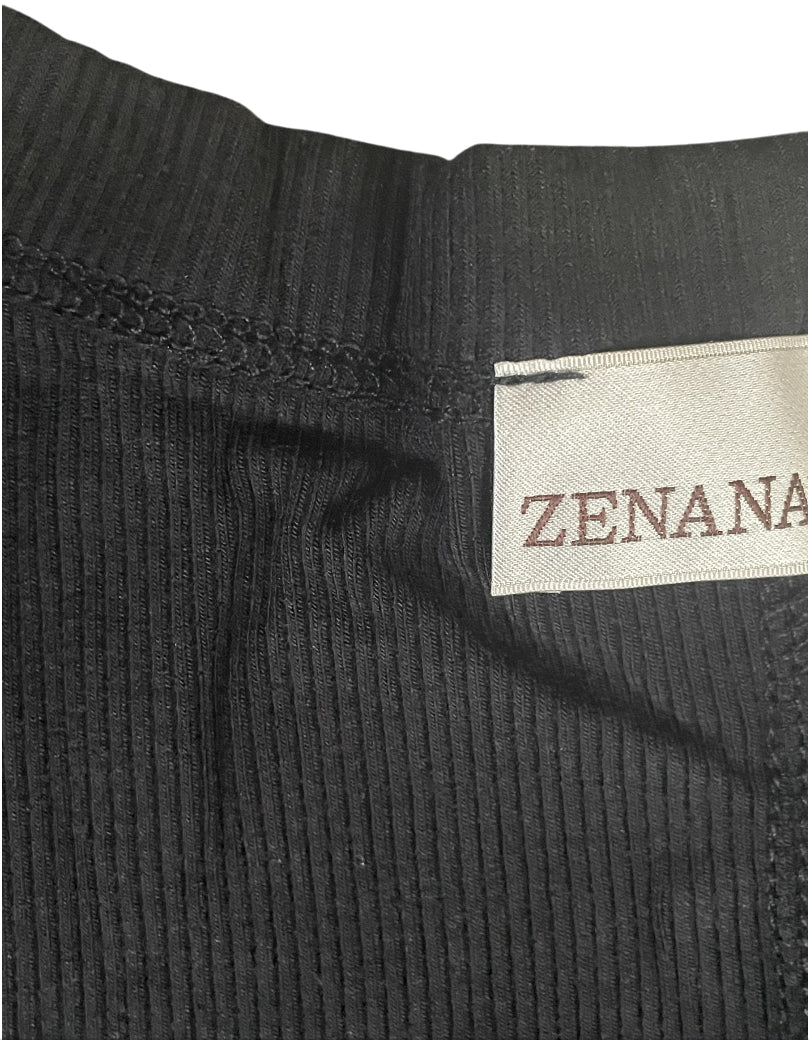 Zenana black ribbed short-sleeve crop top (Small)