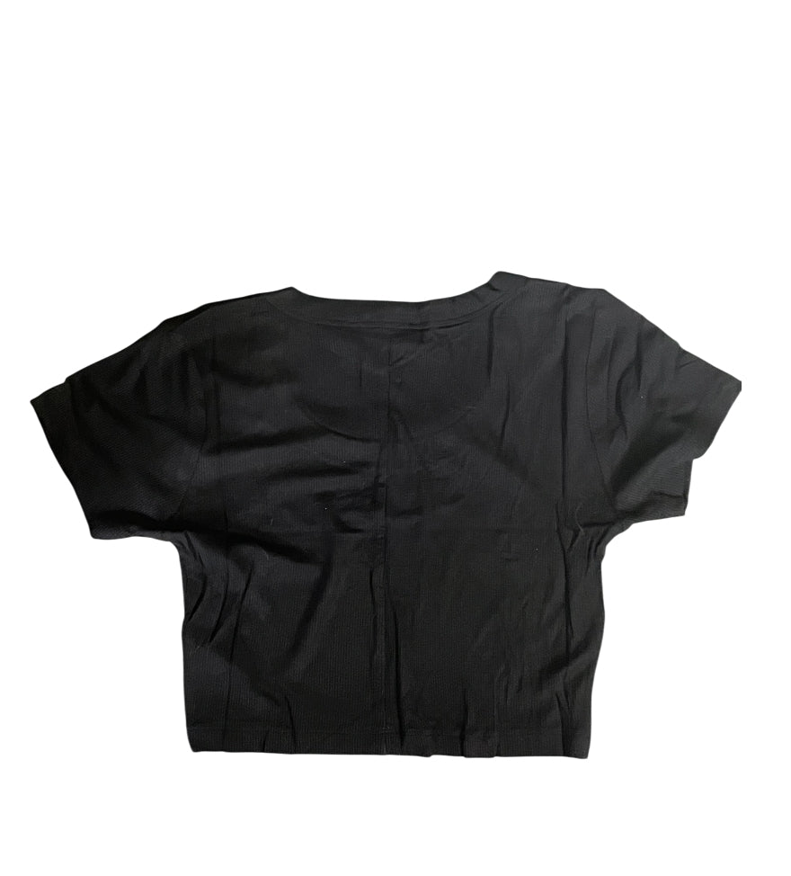 Zenana black ribbed short-sleeve crop top (Small)