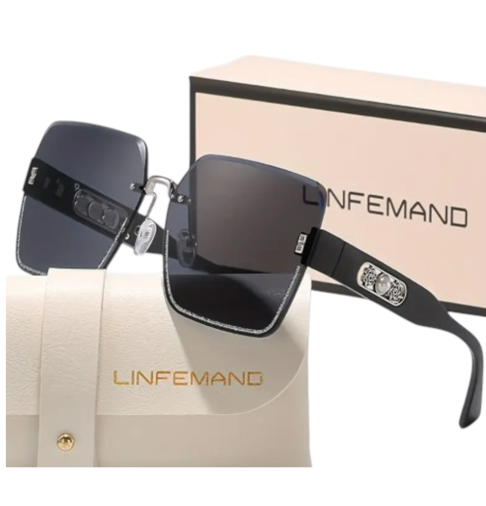 LINFEMAND Frameless Gradient Fashion Large Sunglasses