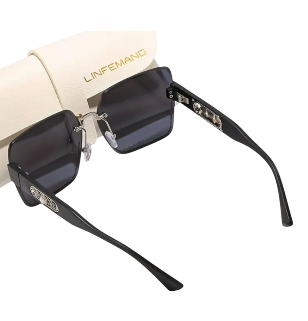 LINFEMAND Frameless Gradient Fashion Large Sunglasses