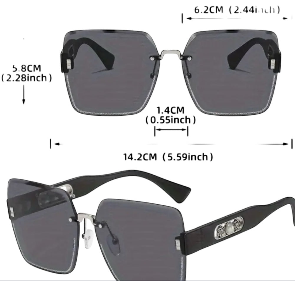 LINFEMAND Frameless Gradient Fashion Large Sunglasses