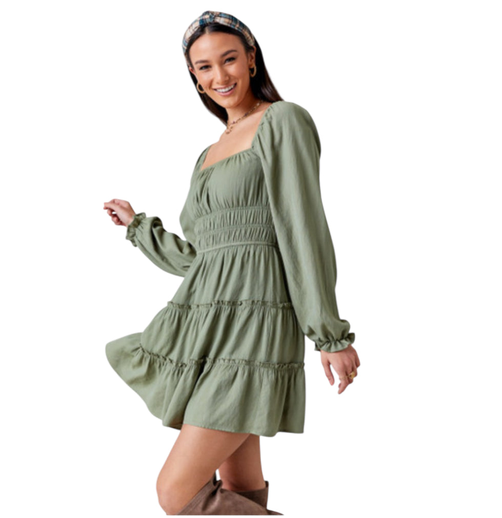 Liberty Love Olive Green Peasant Dress (X-Large)