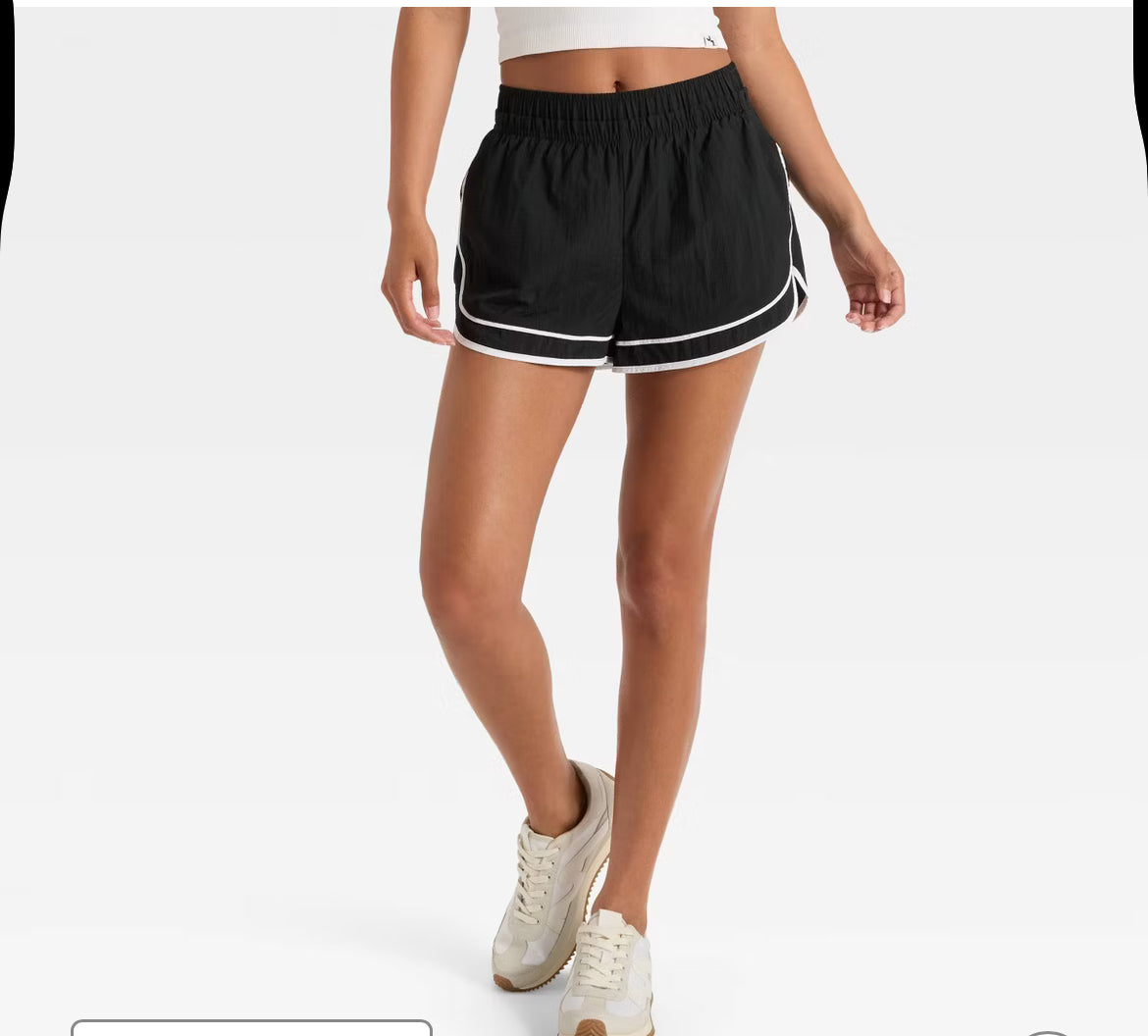 JoyLab Black & White Woven Mid-Rise Shorts (X-Large)