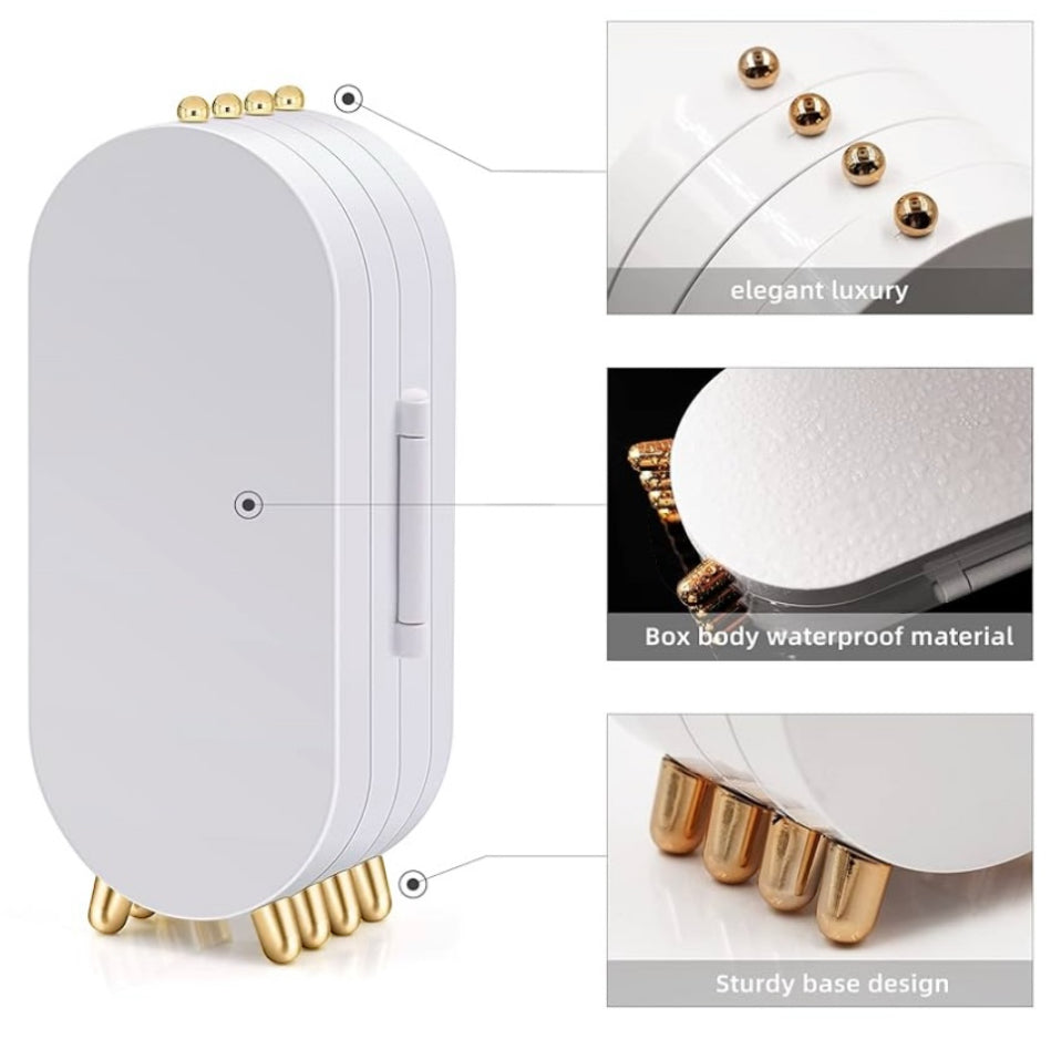 Jewelry Organizer 4 Door Stand with Mirror (White)