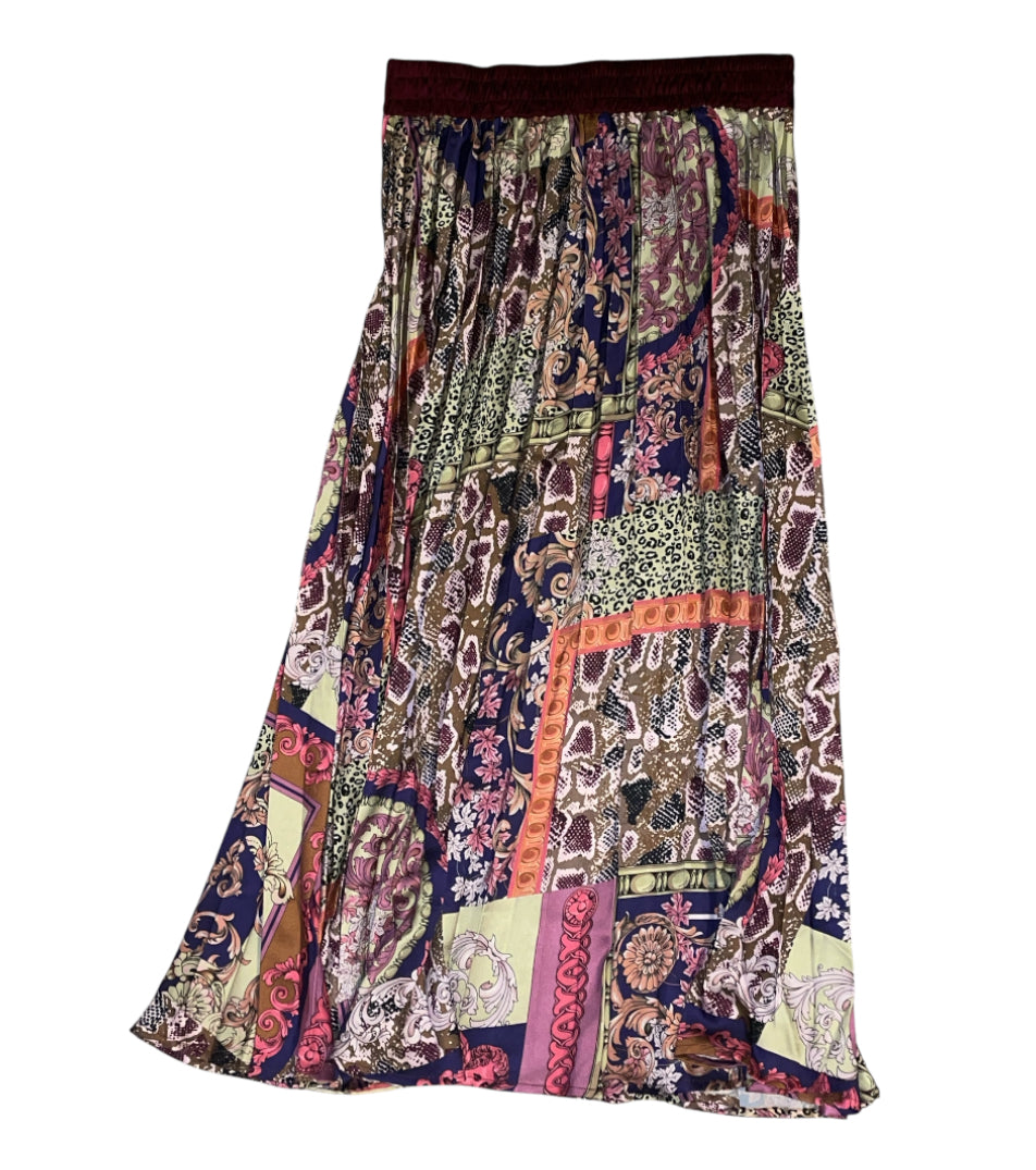 CQ by CQ Patchwork Pleated Maxi Skirt (Medium)