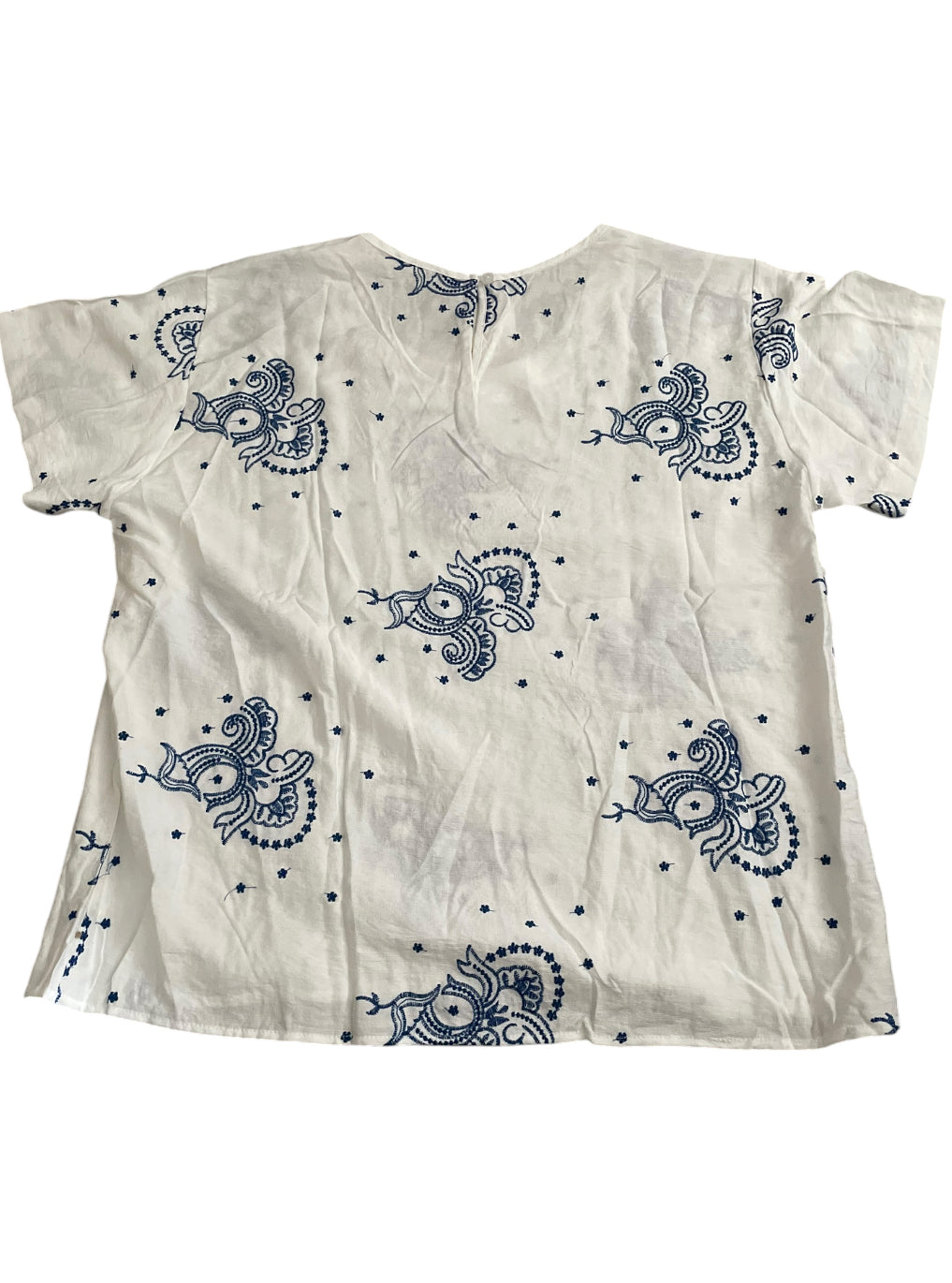 Fashion Space Blue Paisley Embroidered Detailed Blouse (X-Large)