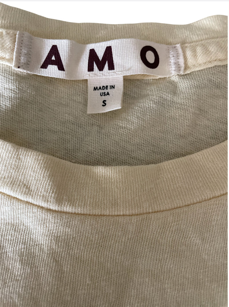 AMO Tulip Sleeve Tee in Butter (Small)