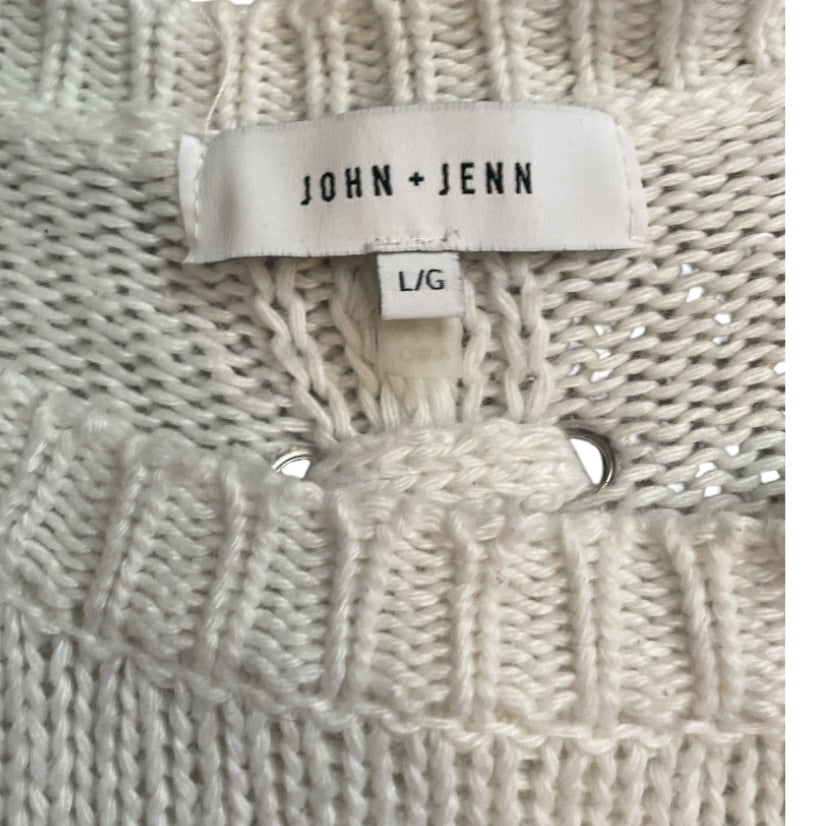 John & Jenn Over Sized Ivory Sweater with Braid Down Back (Large)