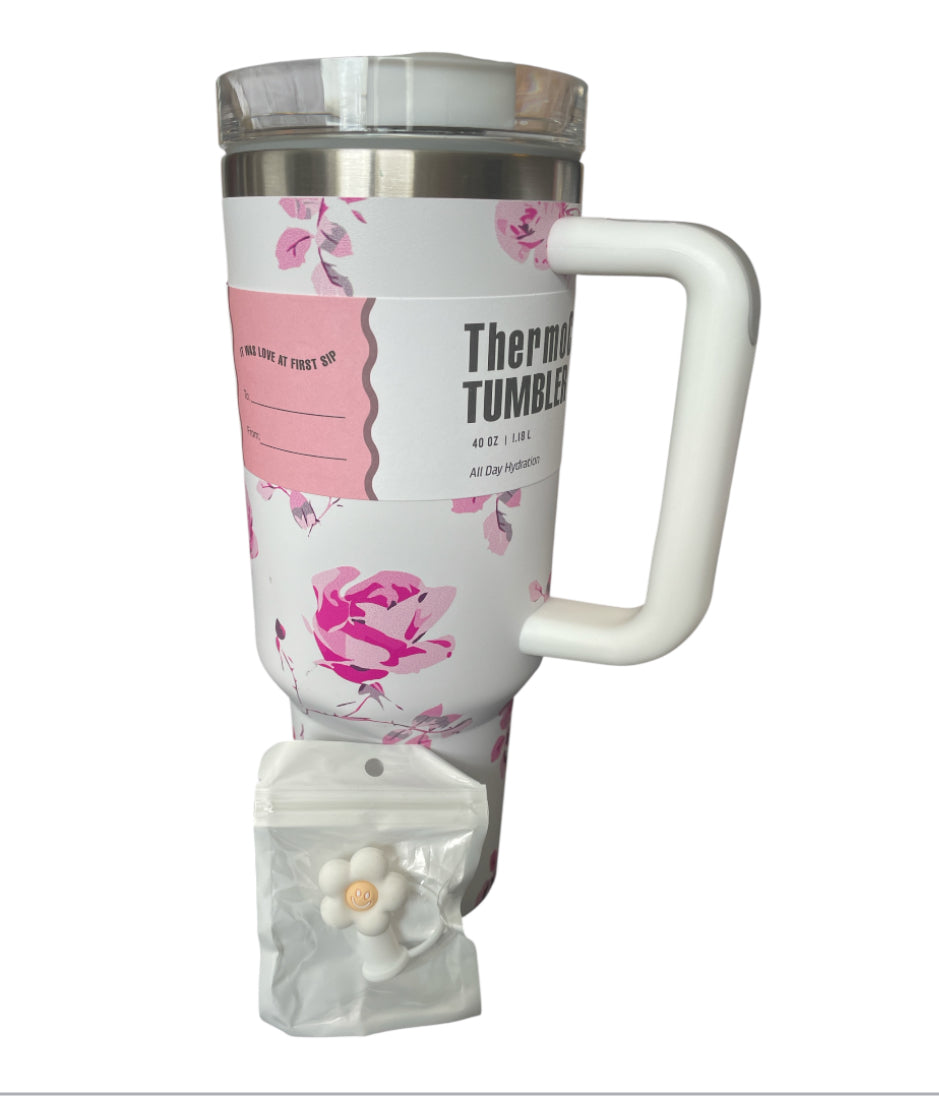 Pink Floral FlowState Tumbler