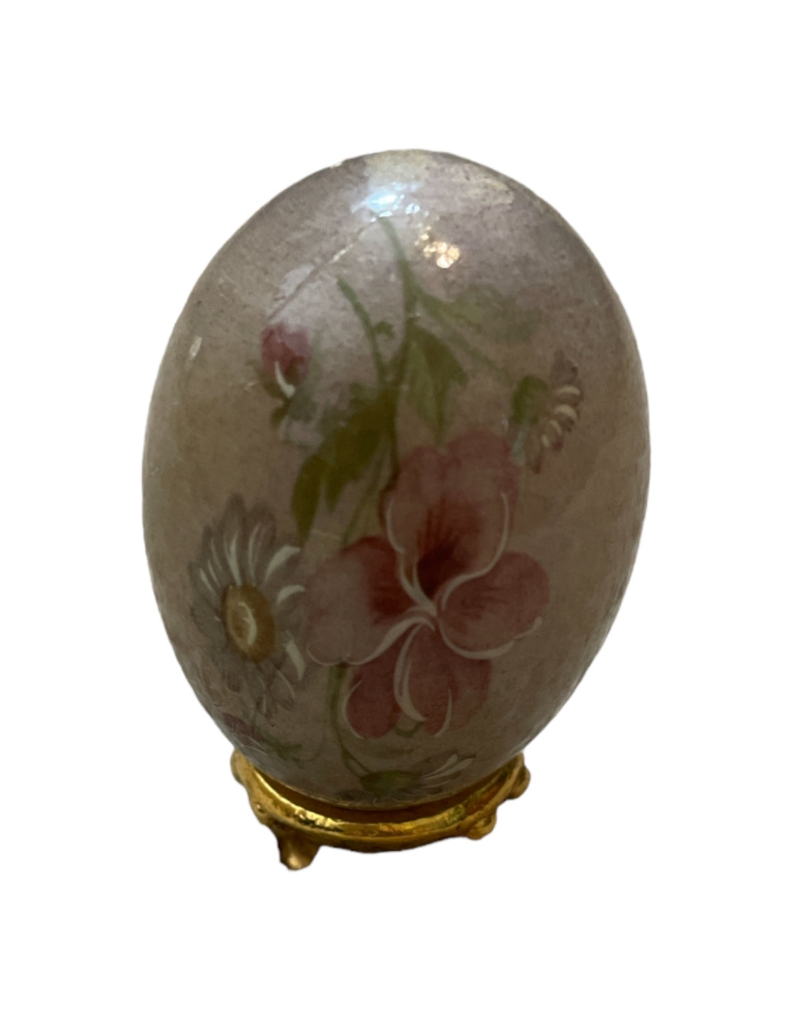 Mid 20th Century Italian Alabaster Flowered Egg