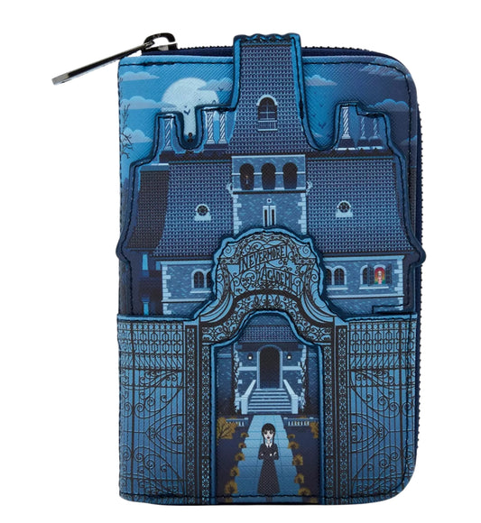Loungefly Wednesday Nevermore Academy Castle zip-around wallet