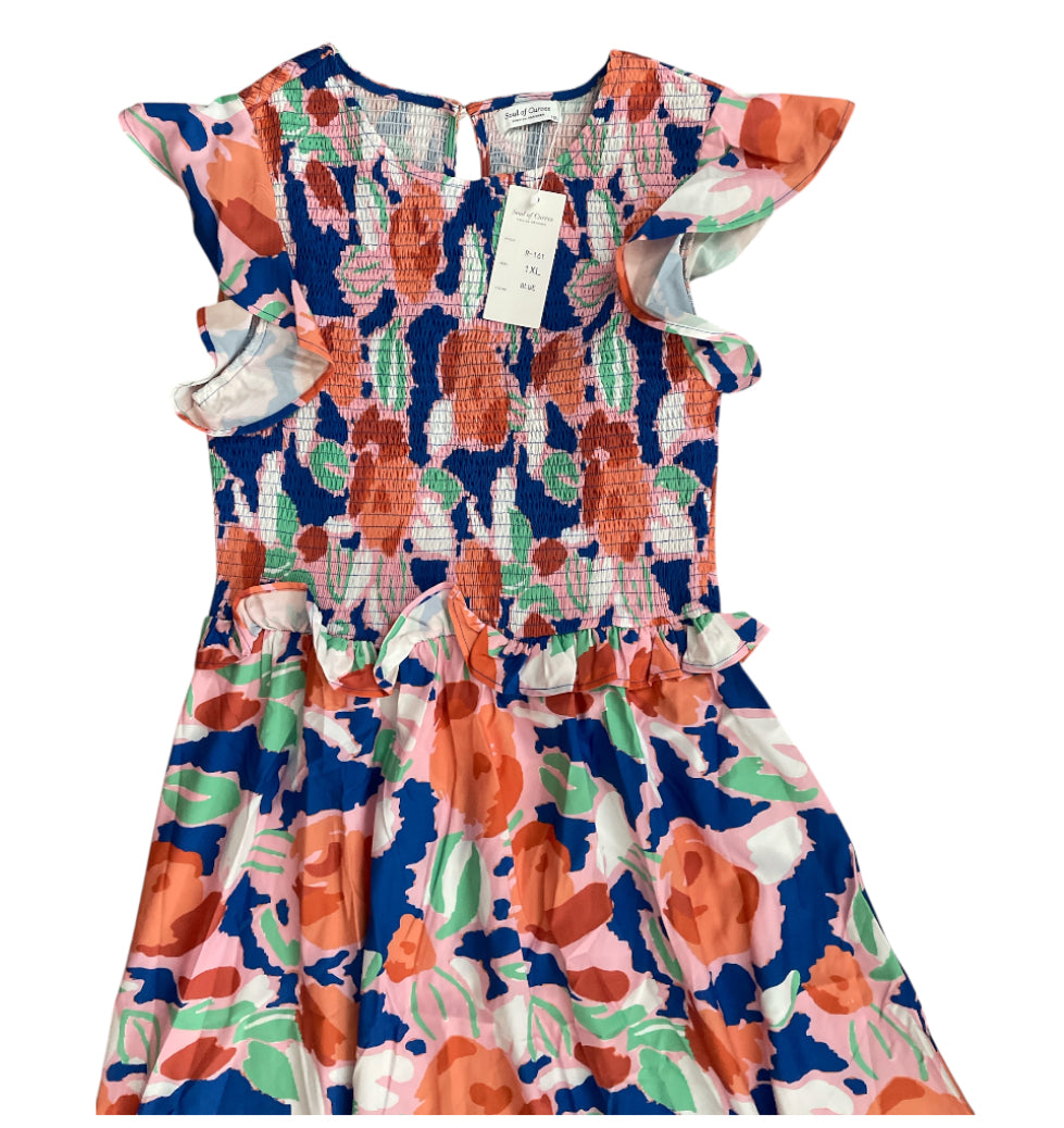 Soul of Curves SMOCK FLORAL MAXI DRESS (1x)