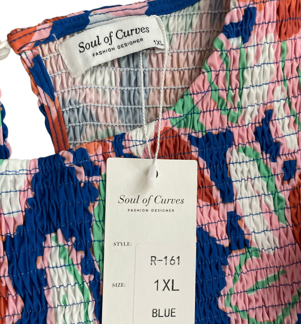 Soul of Curves SMOCK FLORAL MAXI DRESS (1x)