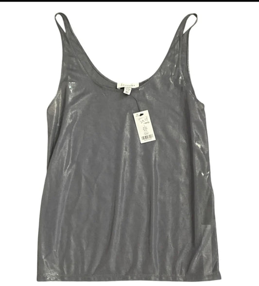 Topshop Sheer Metallic Tank in Charcoal (Small)